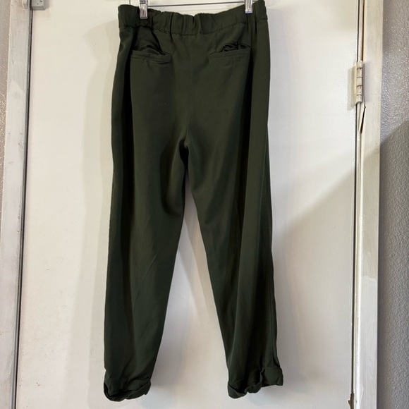 VINCE Green Pull On Drawstring Trousers Tapered Cuffed XS Olive Army Pants - Picture 3 of 12